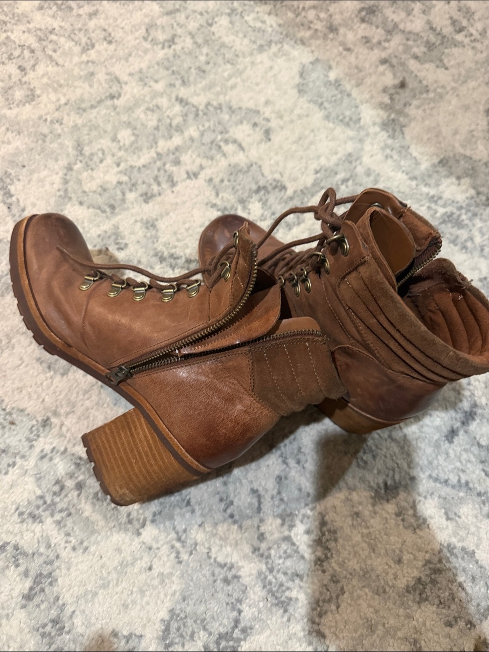 Kork-Ease Brown Lace-Up Heel Ankle Boots
